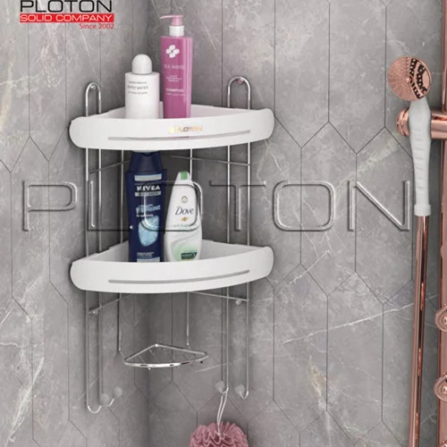 آویز حمام کنج 2 طبقه پلوتون مدل پارمیس