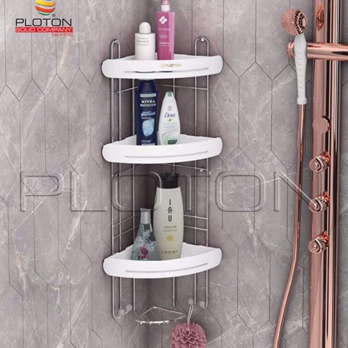 آویز حمام کنج 3 طبقه پلوتون مدل پارمیس