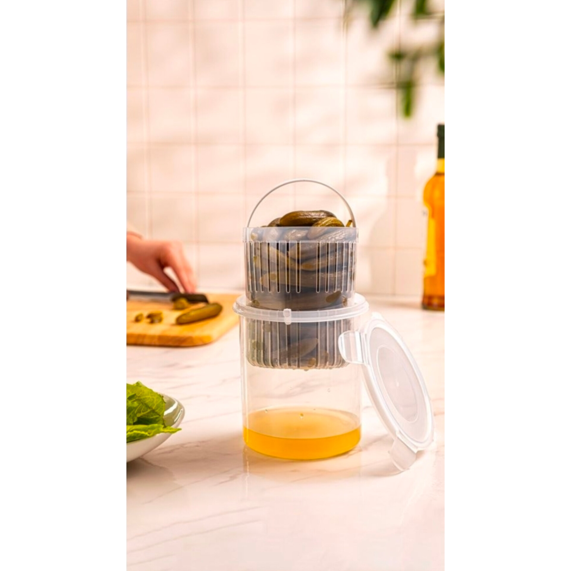 ظرف نگهدارنده ترشی و خیارشور 1.3 لیتر لیمون