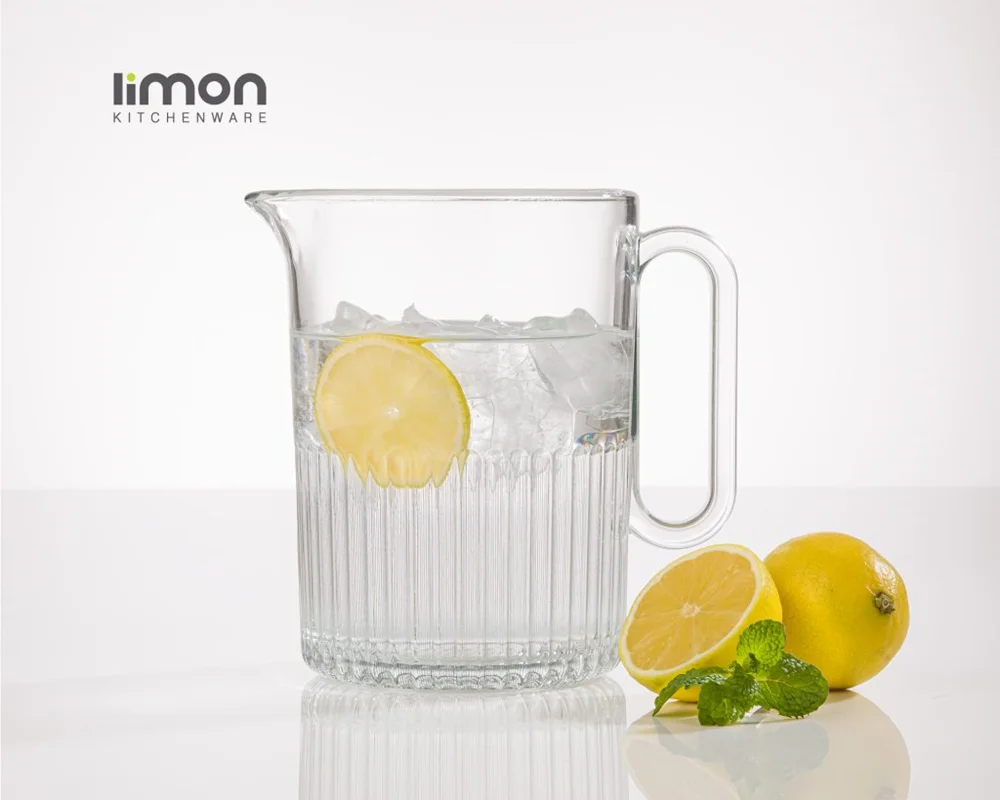 پارچ شیشه ای شیاردار لیمون