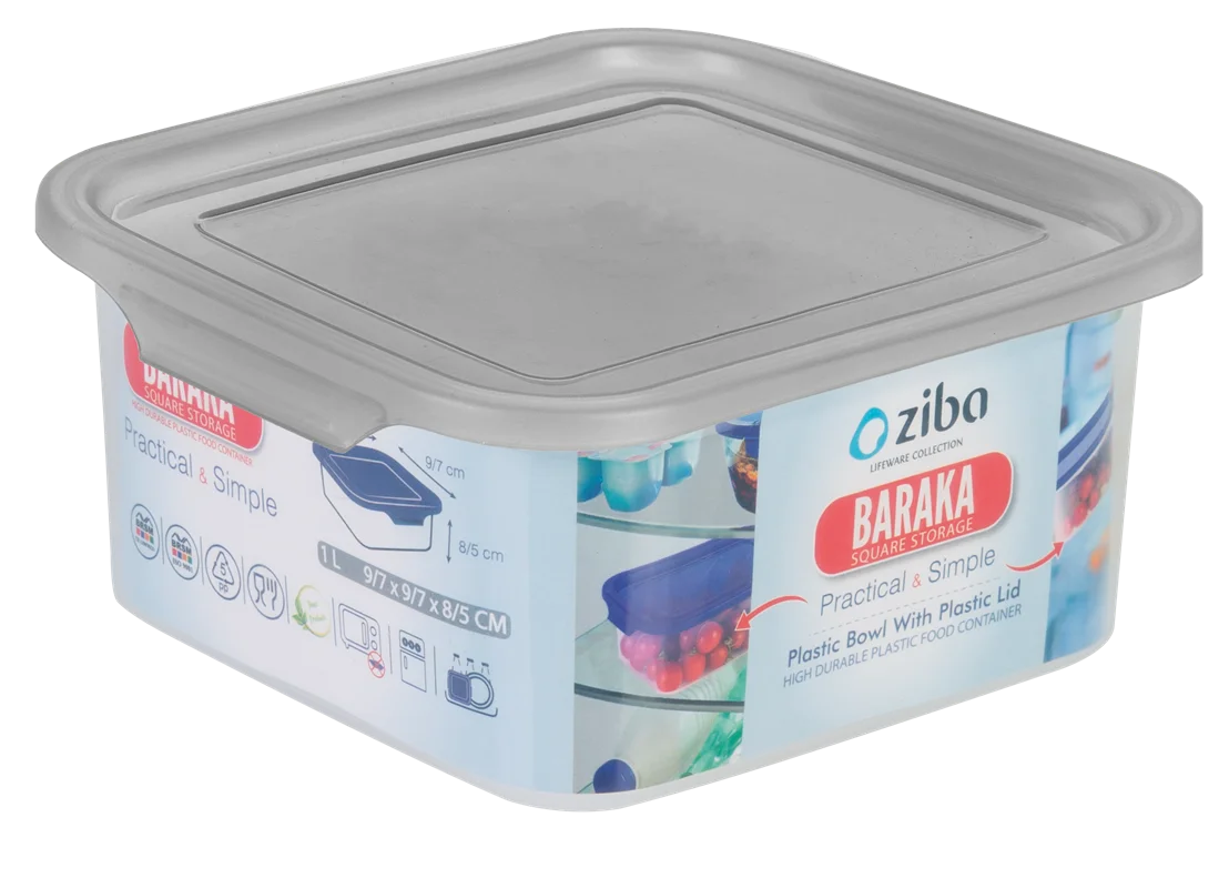 ظرف دربدار مربع 1 لیتر باراکا زیباسازان