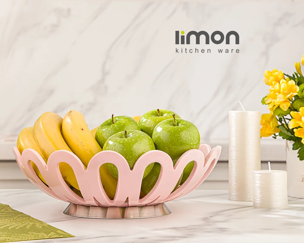 سبد میوه متوسط پایه استیل لیمون