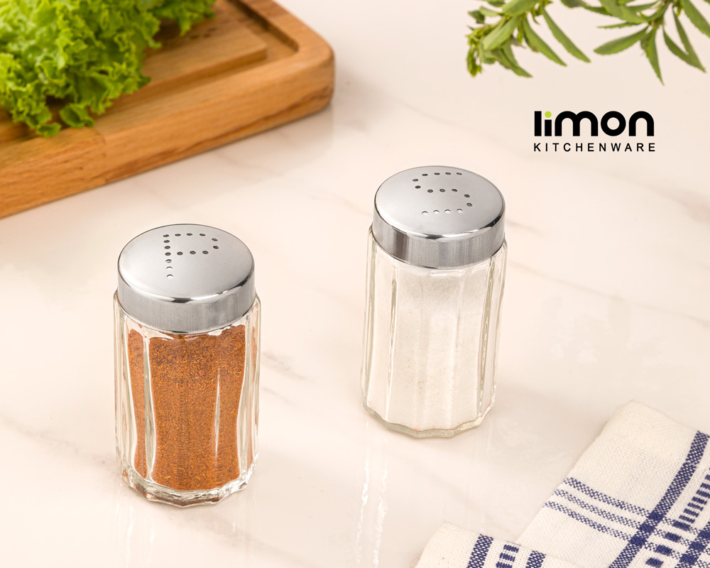 نمکپاش شیشه ای شیاردار لیمون ( 1 عددی)